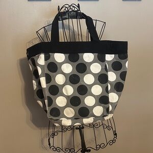 Thirty-One Black and White Polka Dot Tote